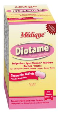 Medique Products Diotame Anti-Diarrheal 262 mg Strength Chewable Tablet 100 per Box - 22033