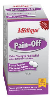 Medique Products Pain-Off Pain Relief 250 mg - 250 mg - 65 mg Strength Acetaminophen / Aspirin / Caffeine Tablet 250 per Box - 22813