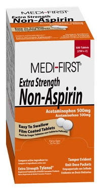 Medique Products Medi-First Pain Relief 500 mg Strength Acetaminophen Tablet 250 per Box - 80413