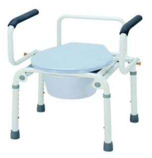 Merits Health Products Commode Chair Drop Arm Steel Frame 16-1/2 To 22-1/2 Inch Height - C313-2