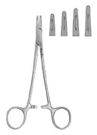 Miltex MeisterHand Needle Holder 8 Inch Straight, Fenestrated Finger Ring Handle - H8-48