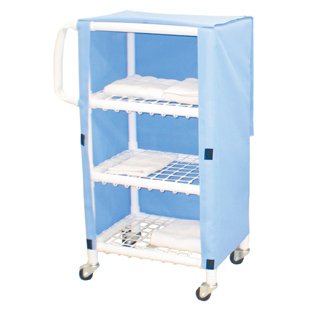 Mjm International - Linen Cart with Cover 3 Shelves 75 lbs. per Shelf Weight Capacity PVC 3 Inch Twin Casters - 325T-3C