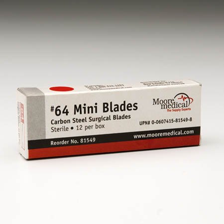 McKesson McKesson Mini Surgical Blade Carbon Steel Size 64 Sterile Disposable - C#64