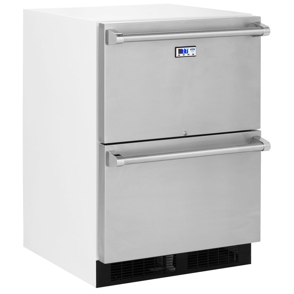 Marvel Scientific 24" Refrigerator Drawer, White Cabinet, SS Door, Probe Port, Door Lock, Frost Free - MS24RDS4NS