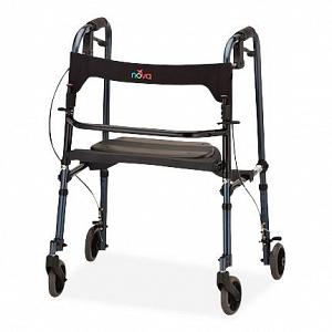 Nova Ortho-Med Folding Walker Adjustable Height Cruiser De-Light Aluminum Frame 250 Lbs. Weight Capacity 34 To 38 Inch Height - 4010BL