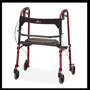 Nova Ortho-Med Folding Walker Adjustable Height Cruiser De-Light Aluminum Frame 250 Lbs. Weight Capacity 34 To 38 Inch Height - 4010RD