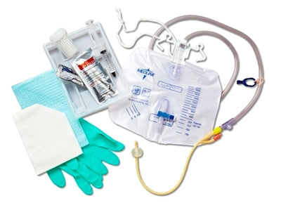 Medline Two-Layer Tray with Drain Bag with Anti-Reflux Device and Silicone-Elastomer Coated Latex Foley Catheter (10ml)