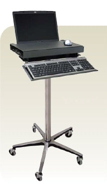 Omnimed Security Laptop Stand 35 - 45 Inch Work Surface, 3 Inch Rubber Casters, 5 Leg Base, Dual Locking - 350306