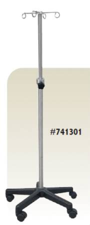 Omnimed Jr. Heavy Weight IV Infusion Stand Ram Horn Hook 4-Hook 5 Legs, 22-1/2 Inch Base Diameter - 741301