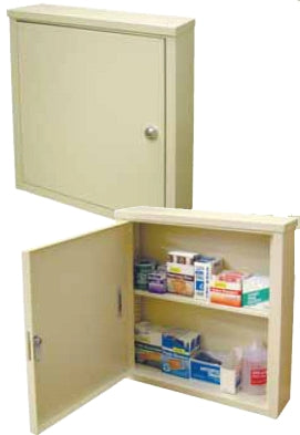 Omnimed Storage Cabinet Wall Mount Heavy Duty Steel 1 or 2 Shelf Flat Key Lock - 291609-BG