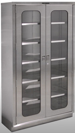 Pedigo Products H Series Operating Room Cabinet Stainless Steel, Tempered Glass, Polyethylene Foam 3 Shelf - P-8010