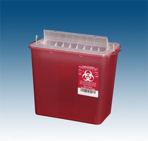 Plasti-Products Sharps Container Horizontal Drop 11 H X 11-3/4 W X 6-3/4 D Inch 8 Quart Red - 145008