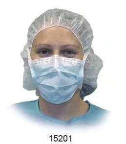 Precept Medical Products Surgical Mask Pleated Tie Closure One Size Fits Most Blue - 15201