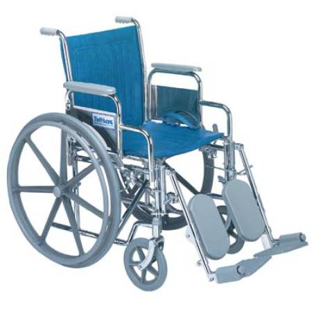 Patterson Medical Supply Venture Wheelchair Dual Axle Desk Length Arm Removable Arm Style Mag Wheel Dark Blue 18 Inch Seat Width 250 lbs. Weight Capacity - 929850