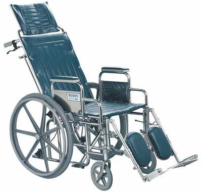 Tuffy Extra Wide - Reclining Wheelchair Desk Length Arm Elevating Legrest Dark Blue Upholstery 16 Inch Seat Width Adult 250 lbs. Weight Capacity - 552716