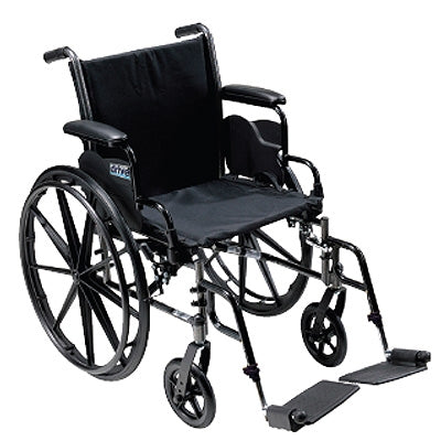 Patterson Medical Supply Cruiser III Lightweight Wheelchair Dual Axle Desk Length Arm Removable Arm Style Mag Wheel Black 20 Inch Seat Width 350 lbs. Weight Capacity - 565467