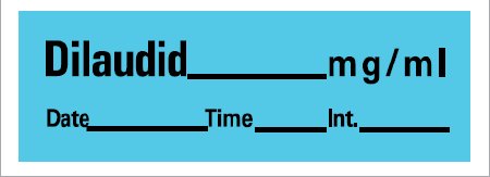 Barkley - Drug Label Anesthesia Label Tape Dilaudid 0.5 mg/mL Date_Time_Int Blue 1/2 X 1-1/2 Inch - AN-200