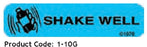 Barkley - Pre-Printed Label Auxiliary Label Blue Shake Well Black Safety and Instructional 3/8 X 1-9/16 Inch - 1-10G