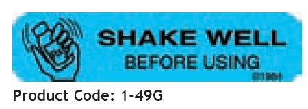 Precision Dynamics Barkley Pre-Printed Label Auxiliary Label Shake Well Before Using Blue 3/8 X 1-9/16 Inch - 1-49G