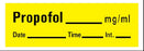 Precision Dynamics Barkley Pre-Printed Label Anesthesia Label Propofol Mg/Ml Date Time Int Yellow 1-1/2 X 1/2 Inch - AN-27
