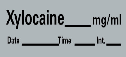 Precision Dynamics Barkley Pre-Printed Label Anesthesia Label Xylocaine Mg/Ml Date Time Int Gray 1-1/2 X 1/2 Inch - LAN-105