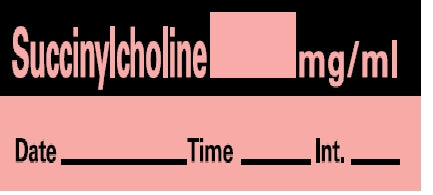 Precision Dynamics Barkley Pre-Printed Label Anesthesia Label Succinylcholine Mg/Ml Date Time Int Fluorescent Pink 1-1/2 X 1/2 Inch - LAN-20