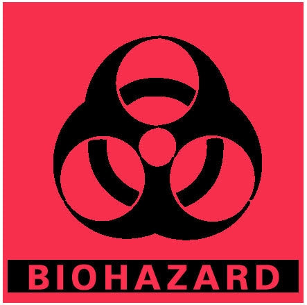 Precision Dynamics Barkley Pre-Printed Label Warning Label Biohazard Fluorescent Red 5 X 5 Inch - BH-55