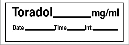 Barkley - Drug Label Anesthesia Label Tape Toradol_mg/mL Date_Time_Int White 1/2 X 1-1/2 Inch - AN-201