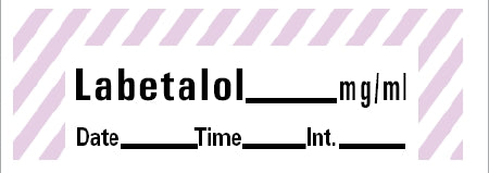 Precision Dynamics Barkley Pre-Printed Label Anesthesia Label Labetalol Mg/Ml Date Time Int Purple / White 1-1/2 X 1/2 Inch - ANS-117