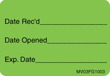 Precision Dynamics Barkley Pre-Printed / Write On Label Communication Fill In Date Rec'D Date Opened Exp Date Fluorescent Green 1 X 1-7/16 Inch - V03FG1003