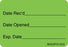 Barkley - Pre-Printed / Write On Label Advisory Label Green Date Rec'D Date Opened Exp Date Black Quality Control Label 1 X 1-7/16 Inch - MV03FG1003