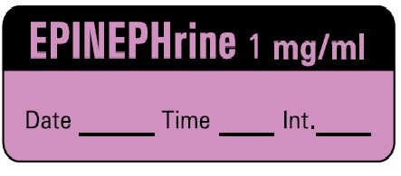Barkley - Drug Label Anesthesia Label EPINEPHrine 1 mg/mL Date_Time_Int_ Violet 1/2 X 1-1/2 Inch - LAN-6D1