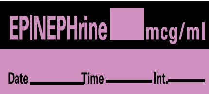 Precision Dynamics Barkley Pre-Printed Label Anesthesia Label Epinephrine Mg/Ml Date Time Int Violet 1-1/2 X 1/2 Inch - LAN-6