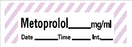 Precision Dynamics Barkley Pre-Printed Label Anesthesia Label Metoprolol Mg/Ml Date Time Int Purple / White 1-1/2 X 1/2 Inch - ANS-49