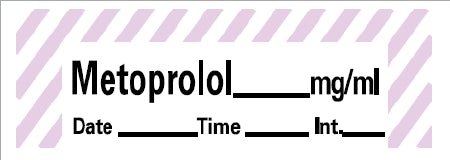 Precision Dynamics Barkley Pre-Printed Label Anesthesia Label Metoprolol Mg/Ml Date Time Int Purple / White 1-1/2 X 1/2 Inch - ANS-49