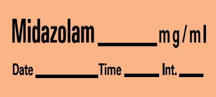 Precision Dynamics Barkley Pre-Printed Label Anesthesia Label Midazolam Mg/Ml Date Time Int Salmon 1-1/2 X 1/2 Inch - LAN-120