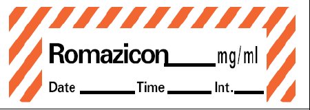 Barkley - Drug Label Anesthesia Label Romazicon_mg/mL Date_Time_Int_ Red / White 1/2 x 1-1/2 Inch - ANS-19
