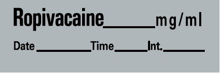 Barkley - Drug Label Anesthesia Label Ropivaxaine_mg/mL Date_Time_Int_ Gray 1/2 x 1-1/2 Inch - AN-32