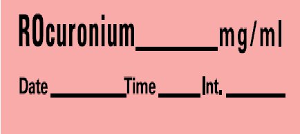 Barkley - Drug Label Anesthesia Label Rocuronium mg/mL Date_Time_Int_ Red 1/2 X 1-1/2 Inch - LAN-161