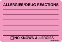 Precision Dynamics Barkley Pre-Printed Label Allergy Alert Allergies/Drug Reactions Fluorescent Pink 2 X 2-15/16 Inch - V08FP8165