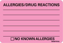 Barkley - Pre-Printed Label Allergy Alert Pink Allergies/Drug Reactions Black Alert Label 2 X 2-15/16 Inch - MV08FP8165