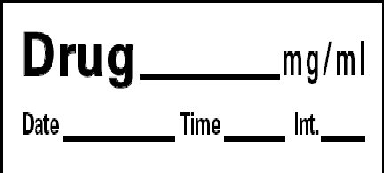 Barkley - Pre-Printed Label Anesthesia Label White Paper Drug_mg/mL Date_Time_Int_ Black Syringe Label 1/2 X 1-1/2 Inch - LAN-14