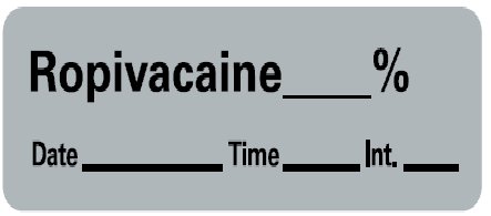 Barkley - Drug Label Anesthesia Label Ropivacaine_% Date_Time_Int Gray 1/2 X 1-1/2 Inch - LAN-32PC