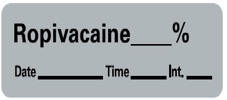 Precision Dynamics Barkley Pre-Printed Label Anesthesia Label Ropivacaine % Date Time Int Gray 1-1/2 X 1/2 Inch - LAN-32PC