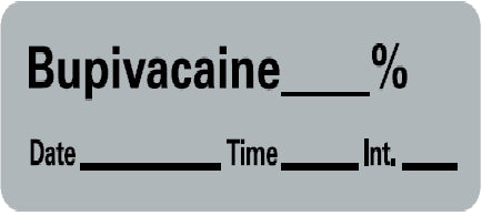 Precision Dynamics Barkley Pre-Printed Label Anesthesia Label Bupivacaine % Date Time Int Gray 1-1/2 X 1/2 Inch - LAN-42PC