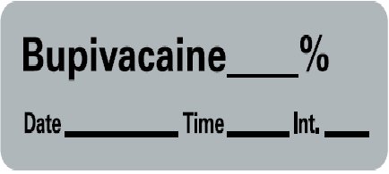 Barkley - Drug Label Anesthesia Label Bupivacaine_% Date_Time_Int_ Gray 1/2 X 1-1/2 Inch - LAN-42PC