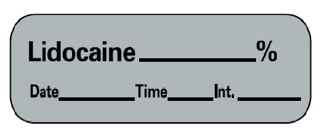 Precision Dynamics Barkley Pre-Printed Label Anesthesia Label Lidocaine % Date Time Int Gray 1-1/2 X 1/2 Inch - LAN-11PC