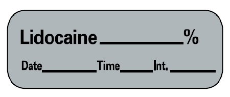 Barkley - Drug Label Anesthesia Label Lidocaine_% Date_Time_Int- Gray 1/2 X 1-1/2 Inch - LAN-11PC