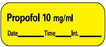 Precision Dynamics Barkley Pre-Printed Label Anesthesia Label Propofol 10Mg/Ml Date Time Int Yellow 1-1/2 X 1/2 Inch - LAN-27D10