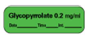 Precision Dynamics Pre-Printed Label Anesthesia Label Glycopyrrolate 0.2 mg/ml Green 1-1/2 X 1/2 Inch - LAN-9D02